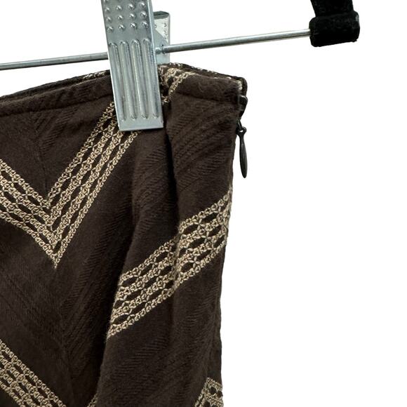 Ann Taylor Brown Chevron Crochet Lace Hem Skirt - Picture 4 of 8